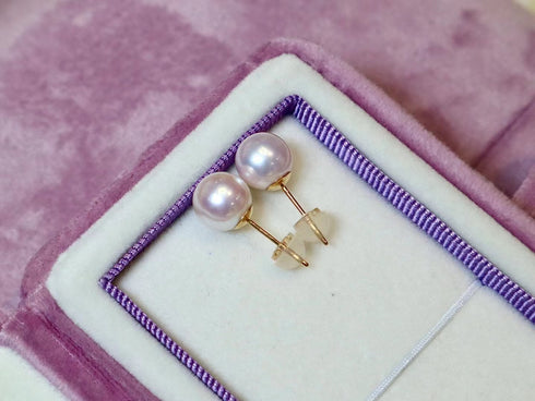 8-8.5mm White Akoya Pearl Stud Earrings